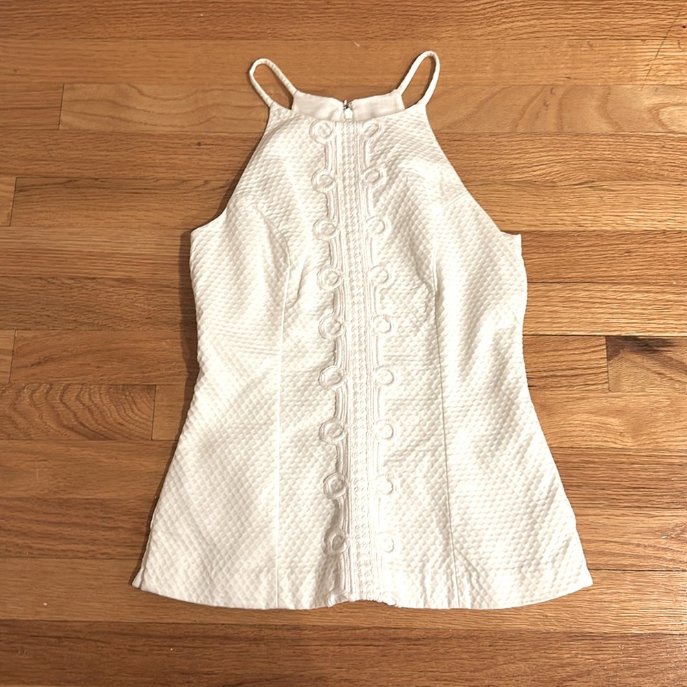 LILLY PULITZER WHITE SUMMER TOP WITH EMBROIDERY PATTERN AND CUTE DESIGN
